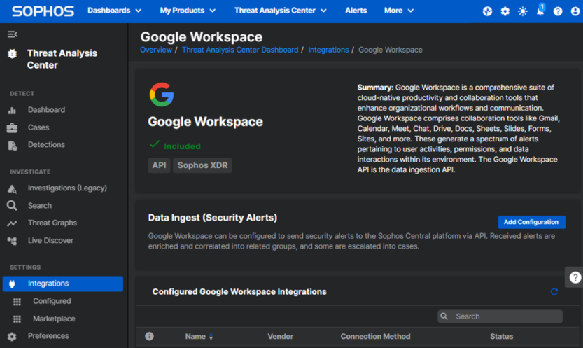 Sophos MDR and Sophos XDR Now Integrate with Google Workspace
